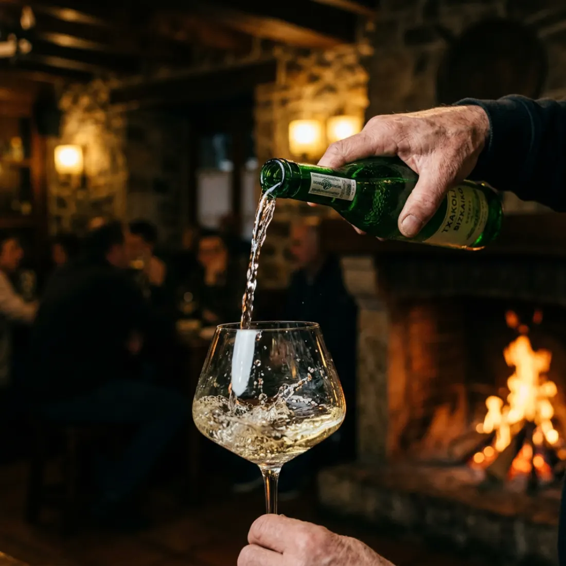 Txakoli poured from height